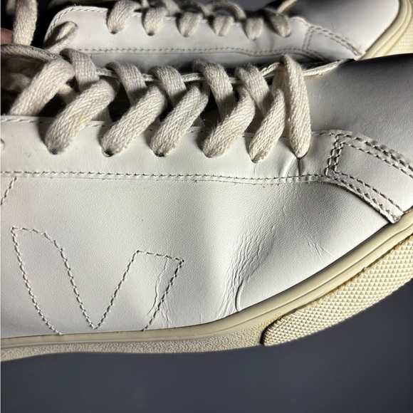Veja Esplar Leather Logo White Sneakers Womens Size 7 - Picture 8 of 9
